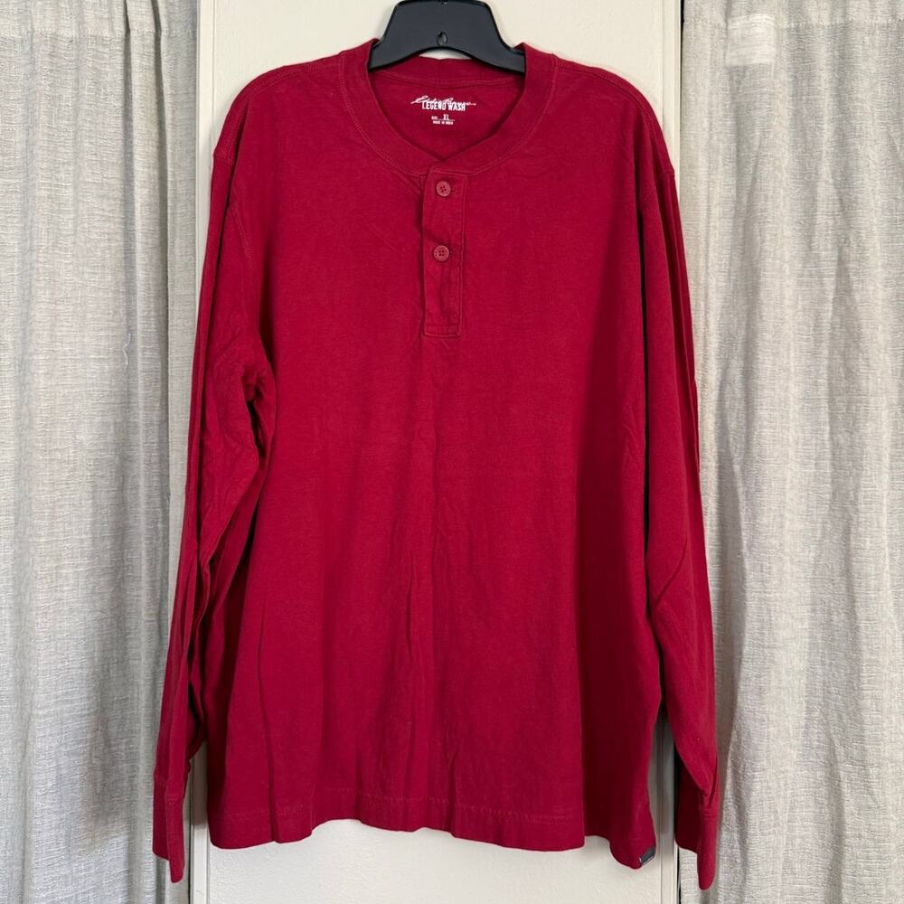 Eddie Bauer Long Sleeve 100% Cotton Henley | XL | Red Legend Wash